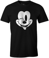 Cotton Division Disney - T-Shirt Noir Mickey Mouse faisant un clin d'oeil - S Mickey, Mouse disney T-Shirt