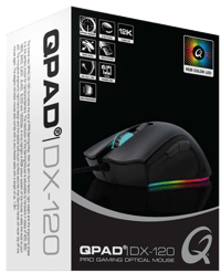 QPAD QPAD - DX-120 - Souris de jeu FPS 12.000 dpi avec 6 boutons, éclairage LED RGB multi-effet, utilisation par les droitiers, conception légère  Souris