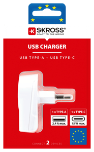 Skross SKROSS - Chargeur Euro-USB 2xUSB 5400 mA (Type-A & Type-C)  Alimentations
