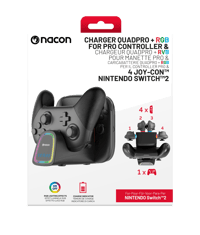 Nacon Chargeur Quadpro + RVB pour Manette Pro et 4 Joy-Con Nintendo Switch 2  Nintendo Switch 2 Accessoires