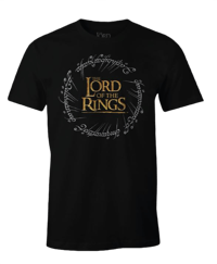 Cotton Division Le Seigneur des Agneaux - T-shirt Noir Hommes Logo Anneaux - S le, seigneur, des, anneaux T-Shirt
