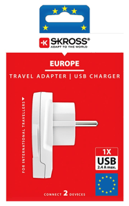 Skross Skross - Adaptateur de voyage Monde vers Europe + USB A  Alimentations