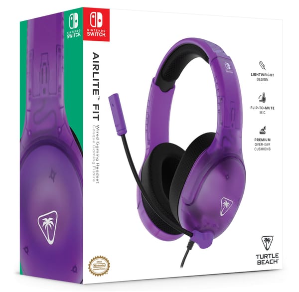 Turtle Beach - Airlite Fit Wired Gaming Headset Ghost Purple for Nintendo Switch, Switch Lite & Switch OLED Model