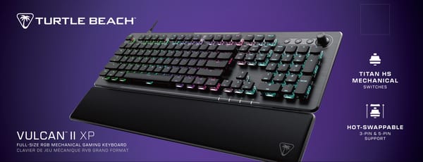 Turtle Beach – Vulcan II XP Wired RGB Linear  Mechanical Large Format Gaming Keyboard - US Layout - Black