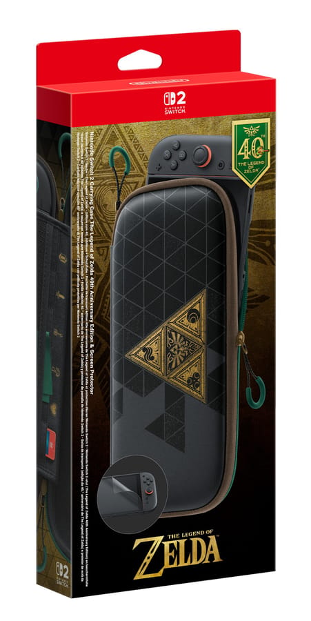 Pochette de transport édition 40e Anniversaire de The legend of Zelda et protection d'écran Nintendo Switch 2
