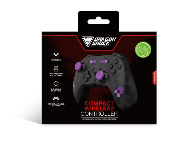 DragonShock - Controller wireless Bluetooth compatto PopTop Black Cube per Switch e Switch OLED