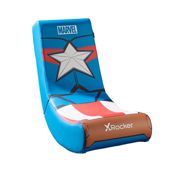 X-Rocker - Siège de jeu Video Rocker Marvel officiel Édition Captain America Icon - pour enfants de 6 à 12 ans