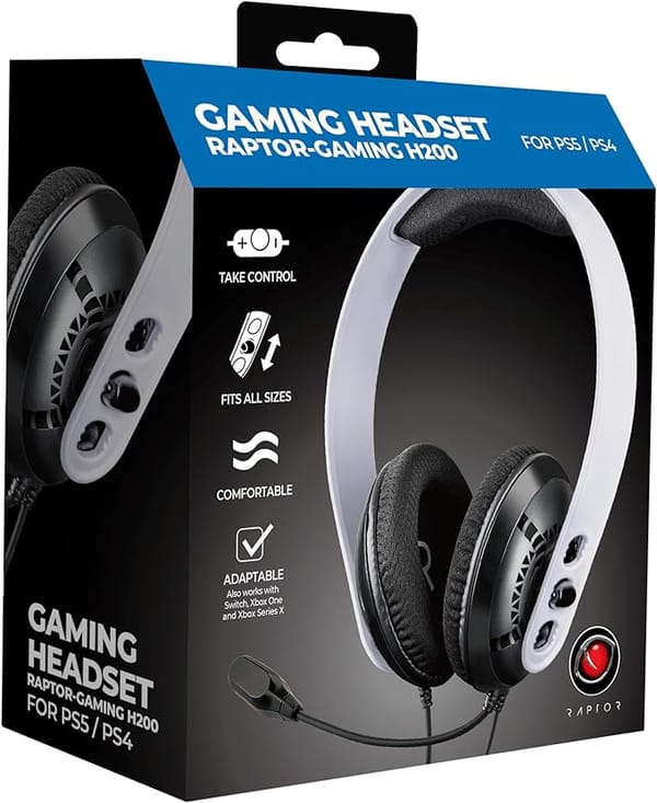Raptor Gaming - Cuffie da gioco stereo cablate H200 nere per PS4/PS5