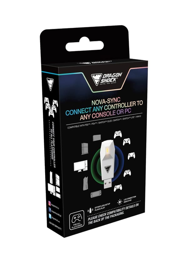 DragonShock - NOVA SYNC - Universal Controller Konverter Weiß für Nintendo Switch, Switch OLED, PS4, PS5, Xbox One und Xbox Series X|S, Switch 2