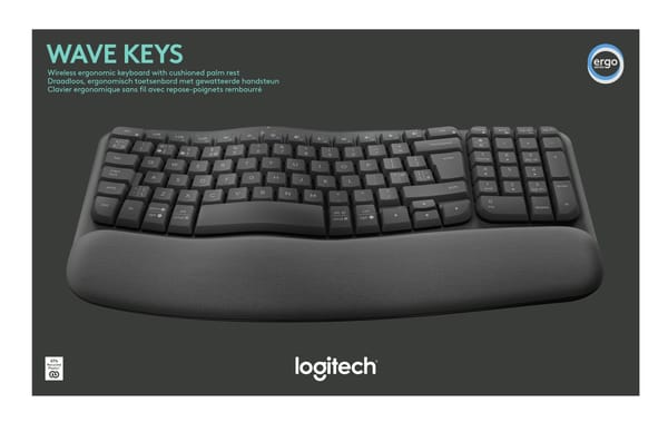 Logitech - Wave Keys wireless ergonomic keyboard with cushioned palm rest