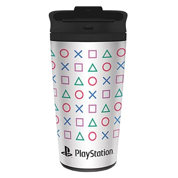 Playstation - Tazza da viaggio in metallo con icone