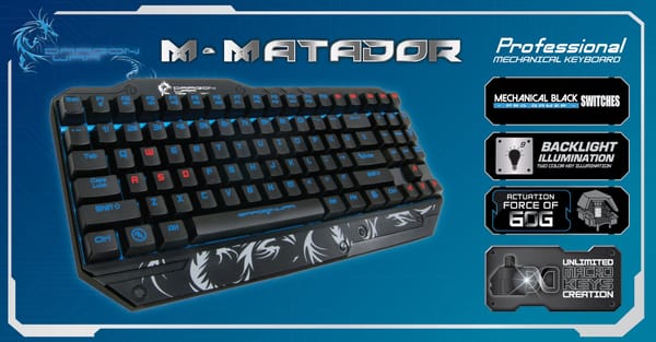 Dragonwar M-Matador Clavier de Gaming Mécanique Rétro-éclairé Qwerty avec touches Macro programmables. - Noir