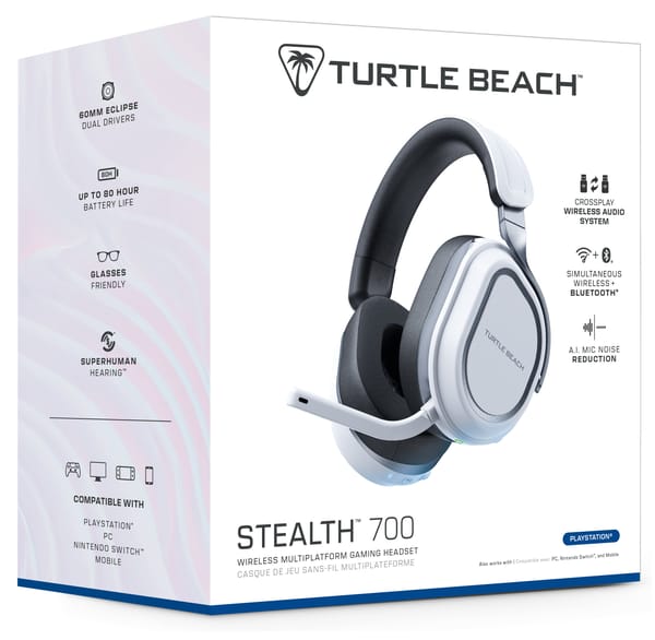 Turtle Beach - Stealth 700P Gen 3 Kabelloses Multiplattform-Gaming-Headset Weiß für PlayStation, PC, Nintendo Switch und Mobilgeräte