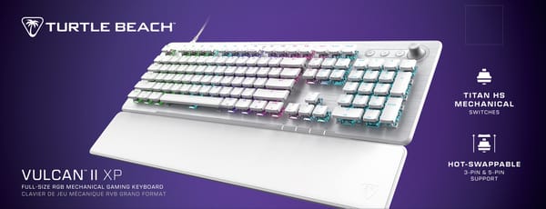 Turtle Beach – Vulcan II XP Wired RGB Linear  Mechanical Large Format Gaming Keyboard - US Layout - White