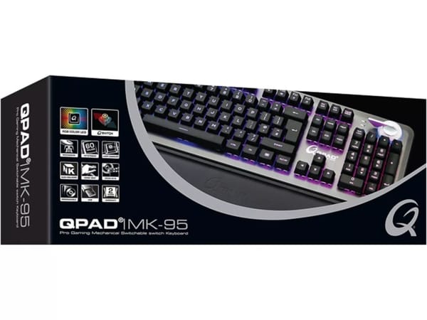 QPAD - MK-95-DE PRO - Gaming Mechanical Switchable switch Keyboard, with RGB backlit and Palmrest, Painting keycap, DE layout