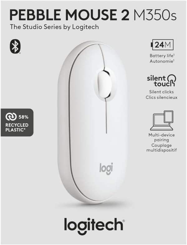 Logitech M350 Wireless Bluetooth Pebble Mouse 2 - White