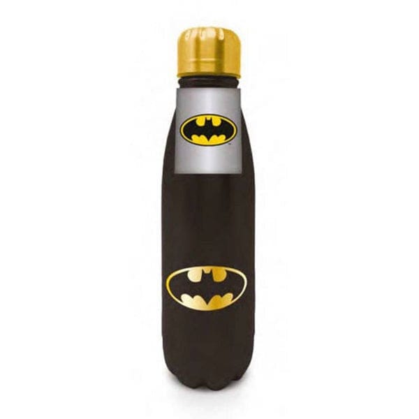 DC Comics Batman - Borraccia in metallo nero e oro con Bat segnale 