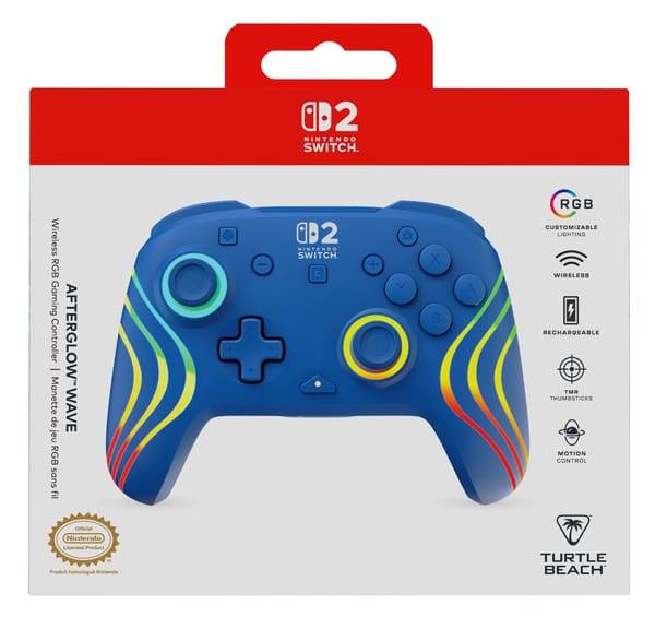Turtle Beach - Afterglow Wave Wireless RGB Gaming Controller Blue for Nintendo Switch 2, Switch, Switch Lite & Switch OLED Model