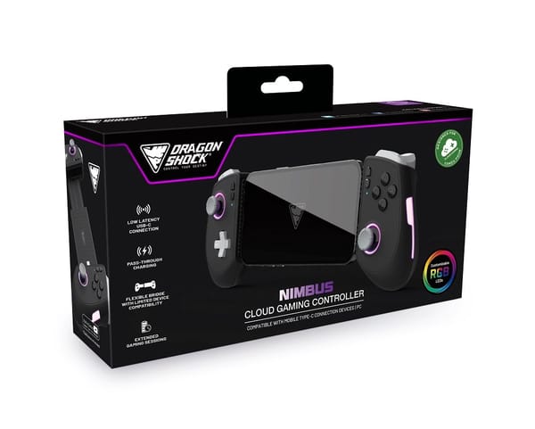 DragonShock - Nimbus - Drahtloser Bluetooth-Controller Schwarz für Mobiltelefone