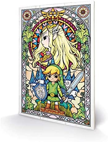 The Legend Of Zelda - Impresión de vidrieras en madera 20 X 29,5 cm