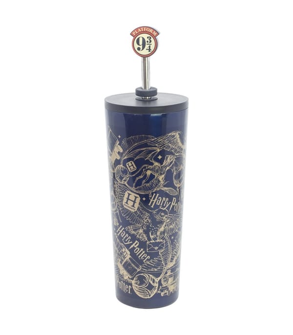 Stor - Harry Potter - Gobelet Isotherme en Acier Inoxydable avec Paille et couvercle 3D "Magic and Mayhem" 770ml