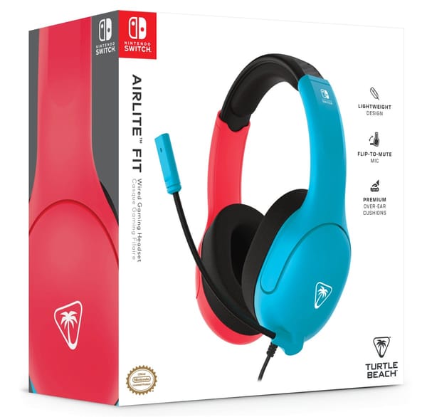 Turtle Beach - Airlite Fit kabelgebundenes Gaming-Headset in Rot und Blau für Nintendo Switch, Switch Lite und Switch OLED
