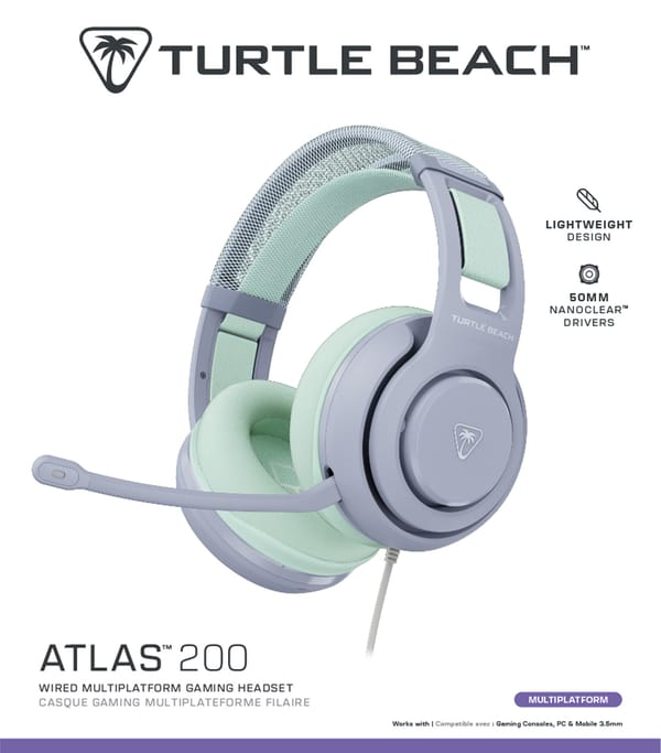 Turtle Beach - Atlas 200 Wired Multiplatform Gaming Headset Seafoam Breeze for consoles, PC & mobile 3.5mm