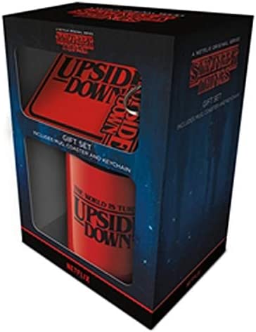 Stranger Things - The World is Turning Upside Down Geschenkset Mok, Onderzetter en Sleutelhanger