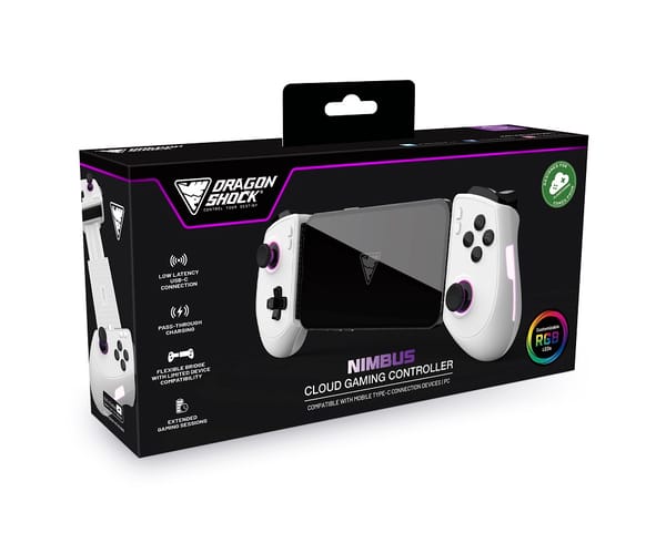 DragonShock - Nimbus - Controllore wireless Bluetooth bianco per dispositivi mobili