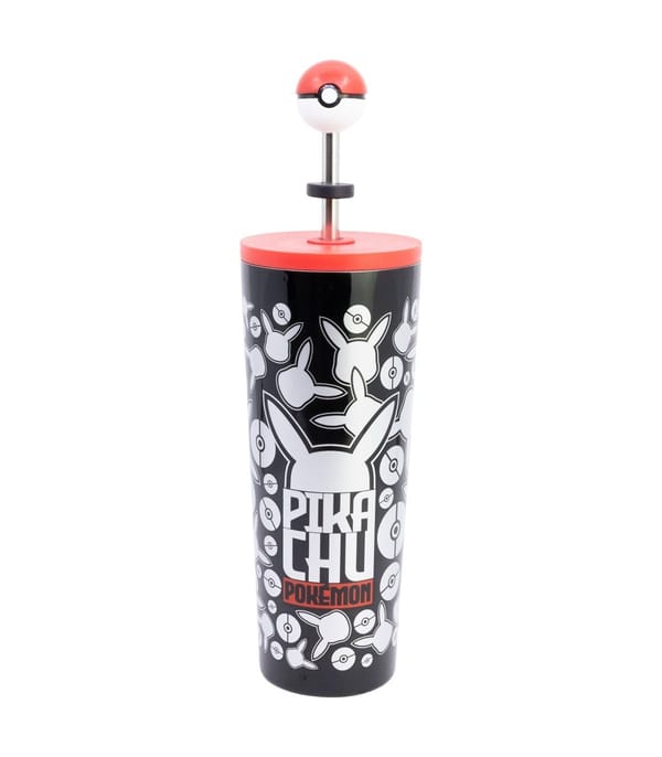 Stor - Pokémon - Gobelet Isotherme en Acier Inoxydable avec Paille et couvercle 3D "Metal Meltdown" 770ml