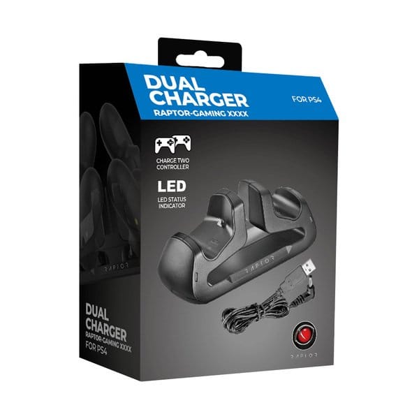 Raptor Gaming - Doppio caricatore nero per i controller PS4 DualSense