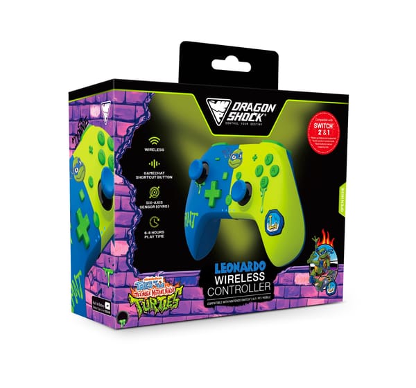 DragonShock - PopTop+ TMNT Cowabunga Leonardo Bluetooth Funkcontroller für Switch, Switch 2, PC und Mobilgeräte