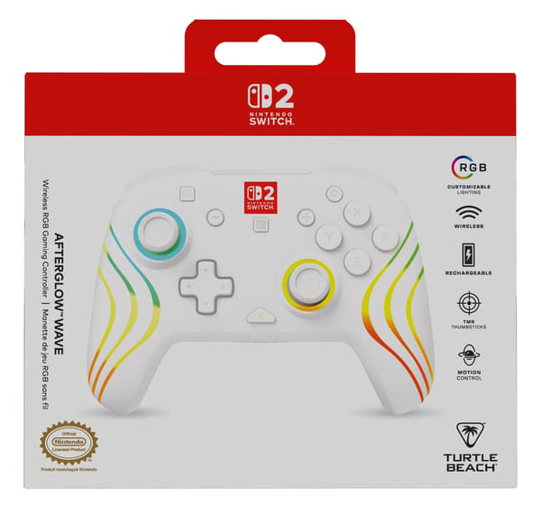 Turtle Beach - Afterglow Wave Wireless RGB Gaming Controller White for Nintendo Switch 2, Switch, Switch Lite & Switch OLED Model