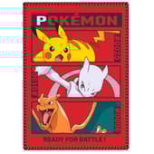 Pokémon -  Couverture en polaire Pikachu, Mewto et Dracaufeu (100x140cm)