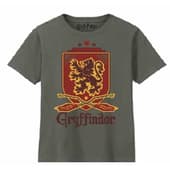 Harry Potter - T-Shirt Kaki Blason de Gryffondor - Garçon 10 Ans