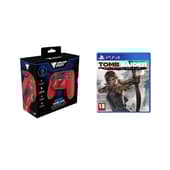 DragonShock - Bundle Manette sans fil Bluetooth MIZAR Rouge pour PS4, PC et Mobile + Tomb Raider Definitive Edition