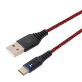 EgoGear - USB-C 3m Gevlochten Oplaadkabel Rood en Zwart - Geschikt voor Switch - PS5 - Xbox Series X - S - Switch Lite - Switch OLED, Switch 2
