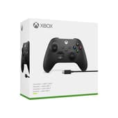 Manette sans fil Xbox Carbon Black + Cable USB-C pour Xbox Series X|S, Xbox One, Windows 10 et Mobile