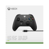 Manette sans fil Xbox Carbon Black + Cable USB-C pour Xbox Series X|S, Xbox One, Windows 10 et Mobile