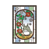 Ghibli - My Neighbor Totoro - Blooming Camellia Stained Glass Style Jigsaw Puzzle 126pcs