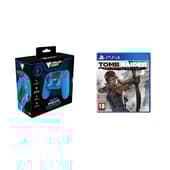 DragonShock - Bundle Manette sans fil Bluetooth MIZAR Bleue pour PS4, PC et Mobile + Tomb Raider Definitive Edition