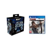 DragonShock - Bundle Manette sans fil Bluetooth MIZAR Bleu Camouflage pour PS4, PC et Mobile + Tomb Raider Definitive Edition