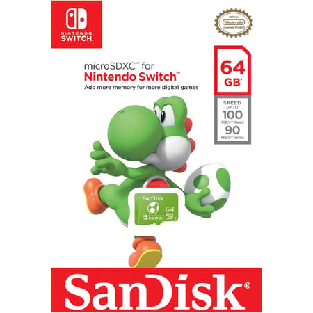 SanDisk - Carte mémoire microSDXC UHS-I 64 Go Edition Yoshi pour Nintendo Switch, Switch Lite et Switch OLED