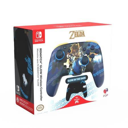 PDP - Manette de jeu sans fil REMATCH GLOW Link Hero pour Nintendo Switch et Switch OLED