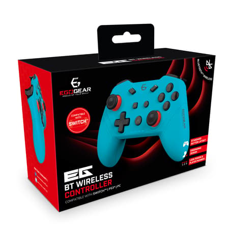 EgoGear - Manette sans fil Bluetooth SC20 Bleue Néon pour Nintendo Switch, Switch OLED, PS3 et PC