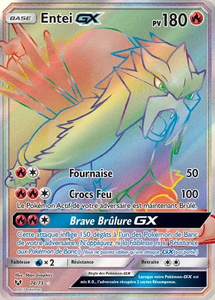 Entei GX 074 Soleil et Lune Légendes Brillantes