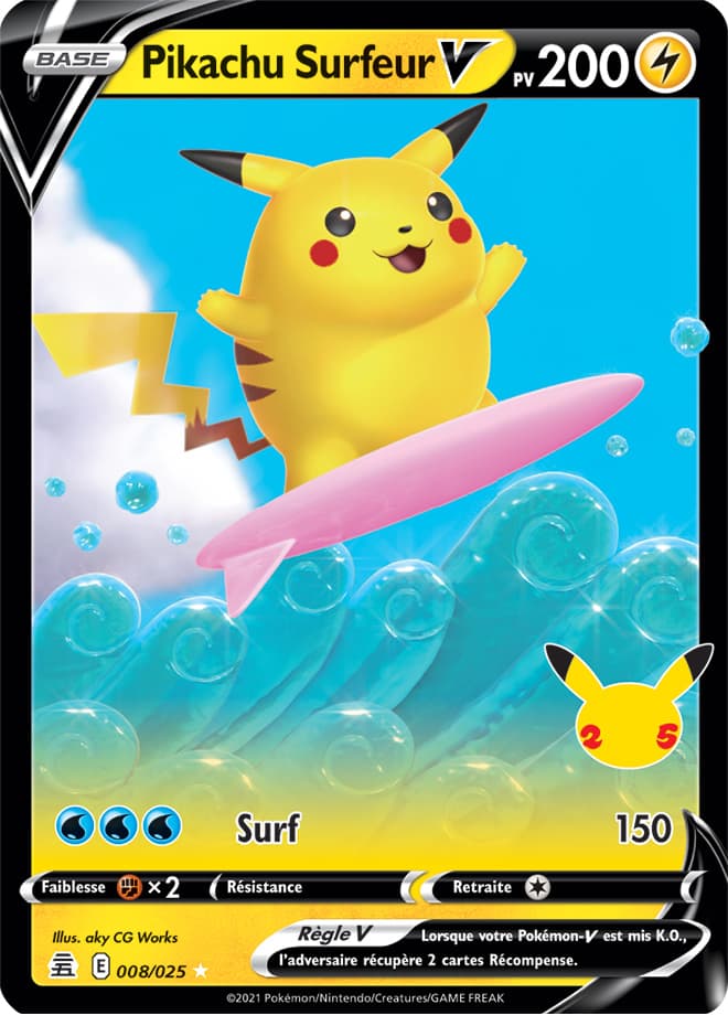 Pikachu Surfeur V 008 Épée & Bouclier Célébrations EB075