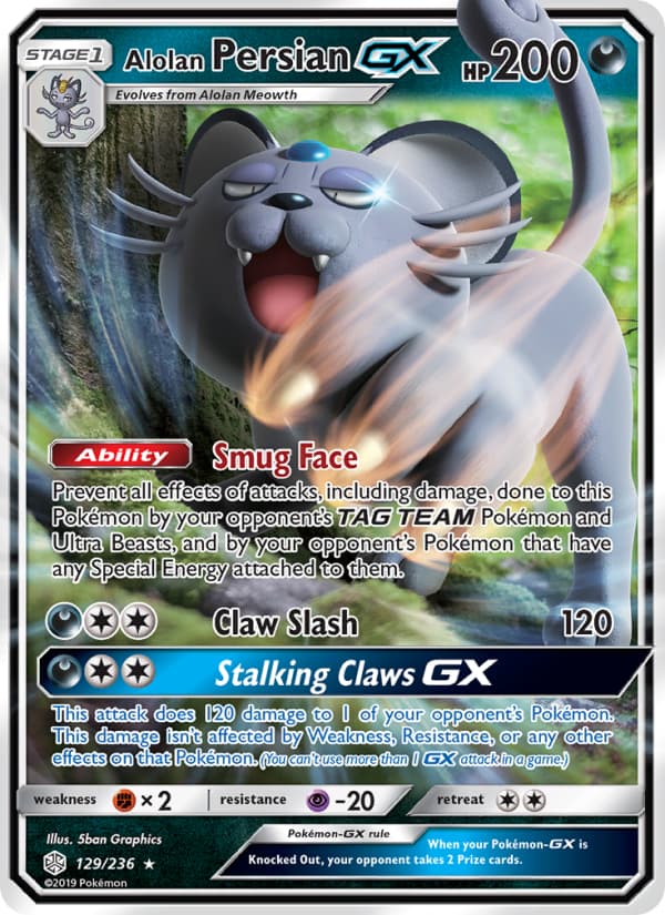 Alolan Persian GX 129 Sun & Moon Cosmic Eclipse EN