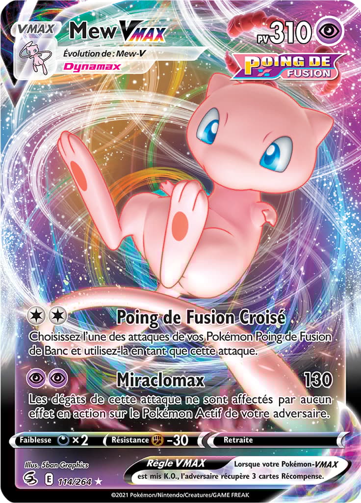 Mew VMAX 114 Épée & Bouclier Poing de Fusion EB08