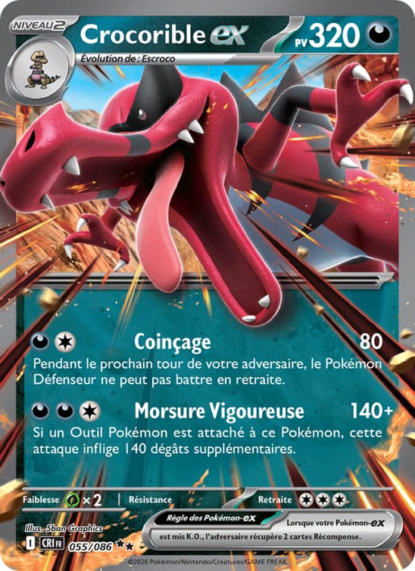 Crocorible ex  (CRI 055) Chaos Ascendant - Krookodile ex  - Cartes